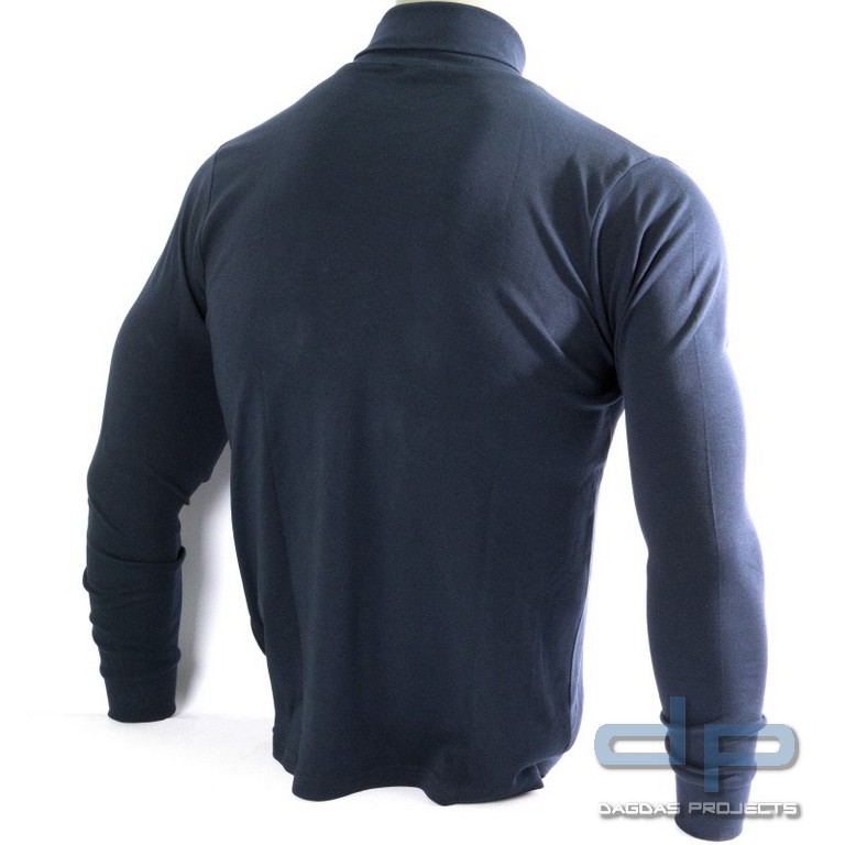 Rollkragenpullover, bestickt "JUSTIZ", Stick in silber