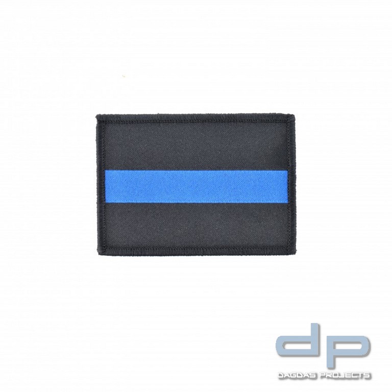 Klettabzeichen schwarz mit blauem Band - Textil (70 x 50 mm)