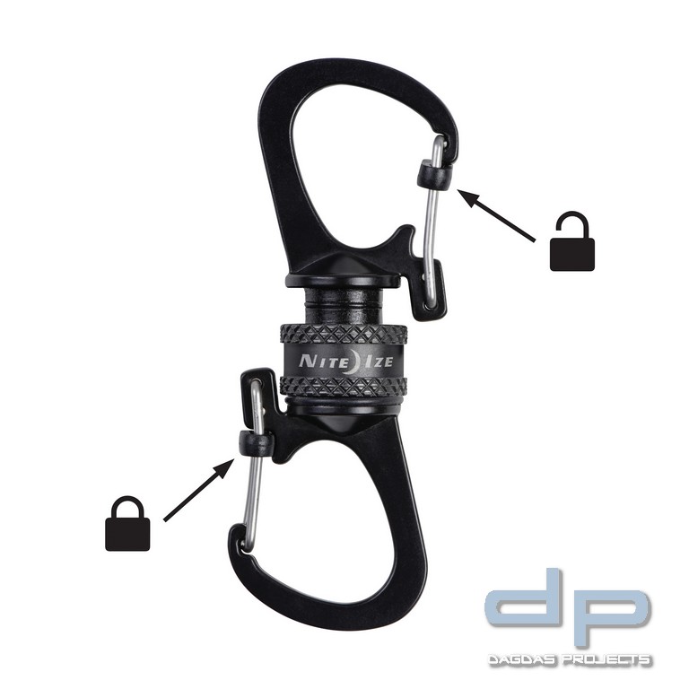 NITE IZE SLIDELOCK 360° MAGNETIC LOCKING DUAL CARABINER