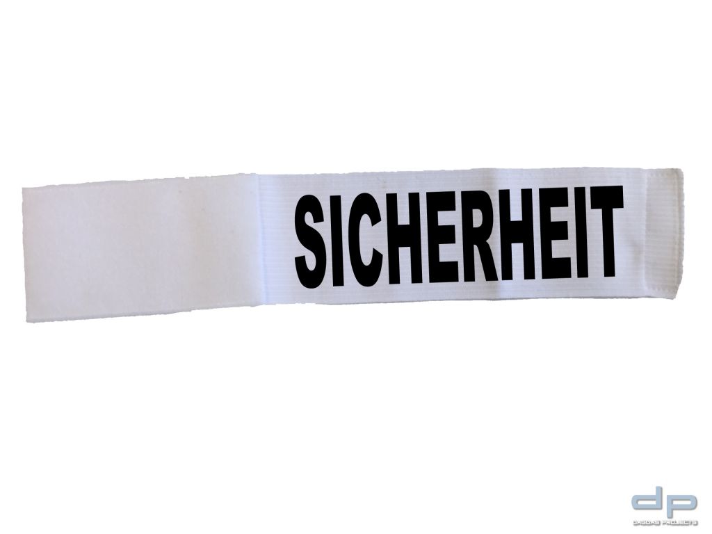 Behörden Klettarmbinde weiss mit Wunschaufdruck 1 zeilig