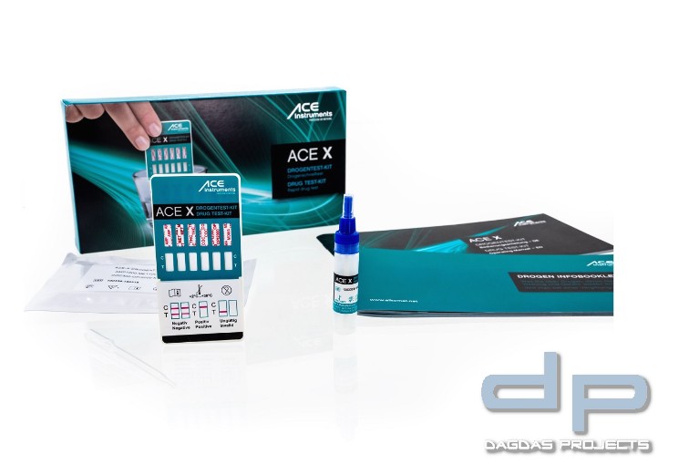 ACE Drogentest-Kit für Privatpersonen, Schulen usw. Inhalt: 2 Stk. + Fließmittel für Oberflächentest