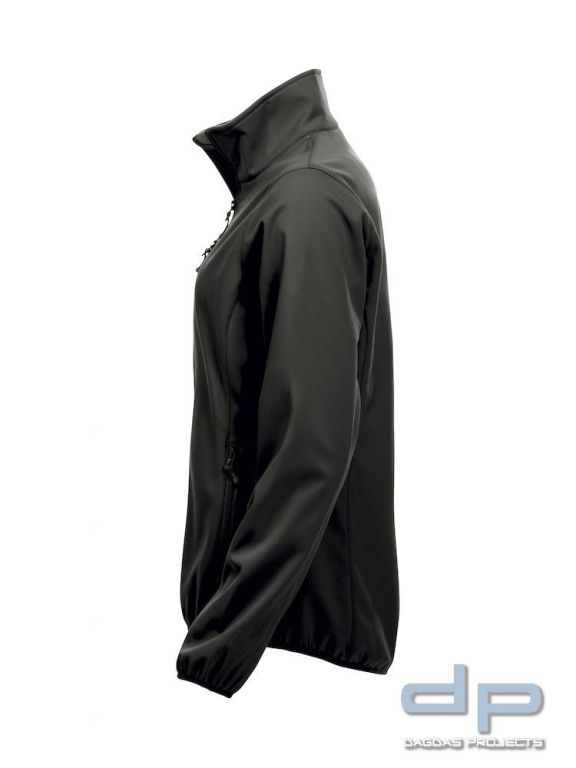 Basic Softshell Jacket Ladies mit reflektierend silbernem Wunschaufdruck in verschiedenen Farben