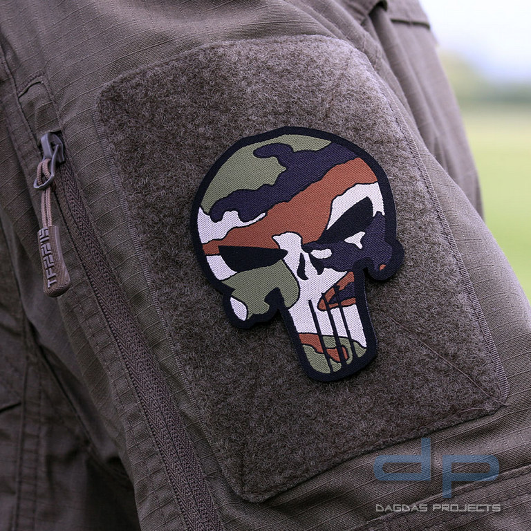Emblem Stoff fein gewebt Punisher Woodland