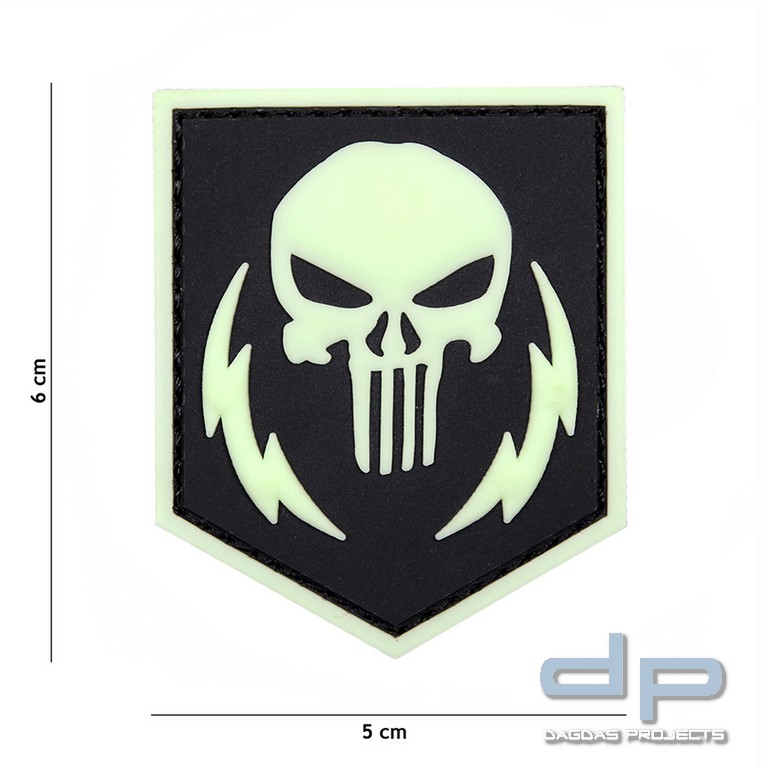 Emblem 3D PVC Punisher thunder strokes glow in the dark