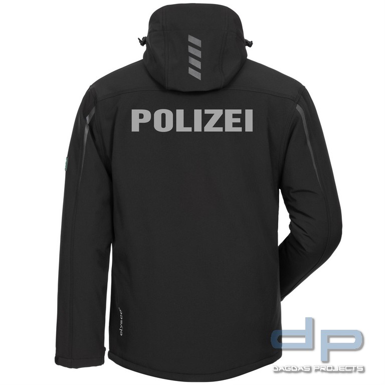 Behörden Winter-Softshell Jacke in Schwarz mit Aufdruck nach Wunsch in reflex silber