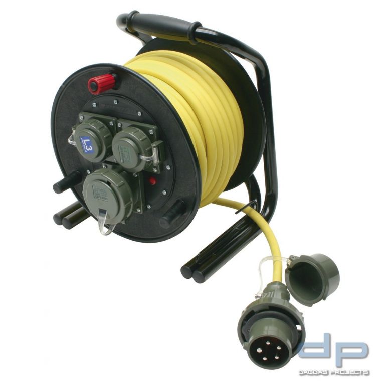 Dönges-Vollgummi-Leitungsroller THW, 230/400 V, 25 m, L1/L