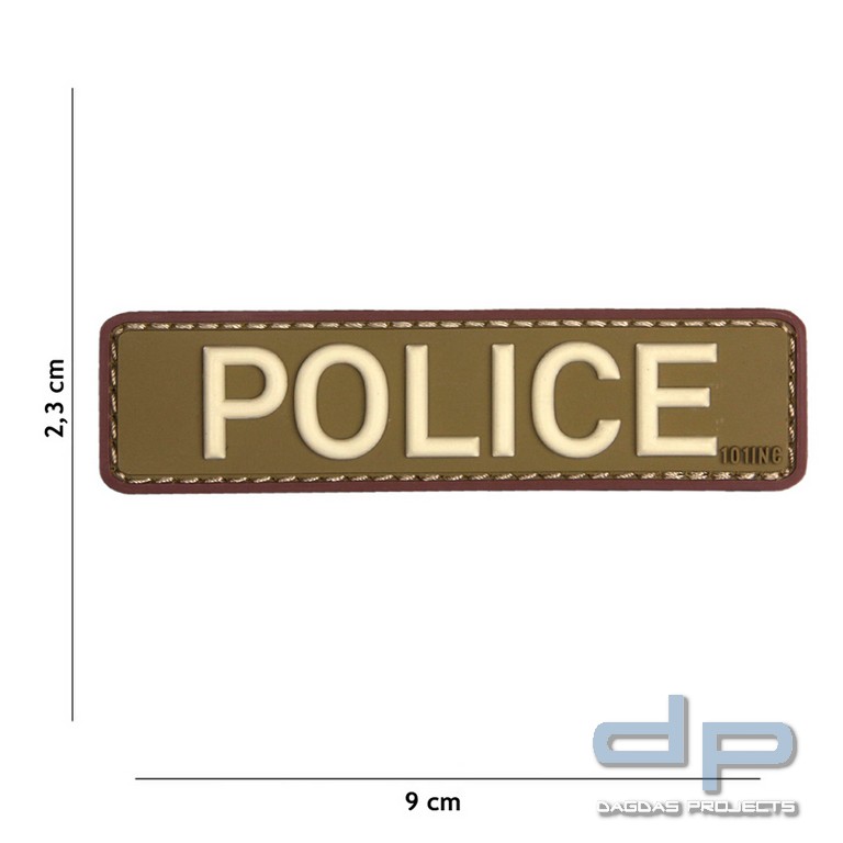 Emblem 3D PVC Police grün/braun