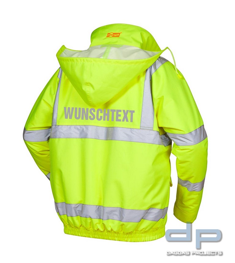 MARTIN WARNSCHUTZ PILOTJACKE GELB  mit Aufdruck nach Wunsch in reflex silber
