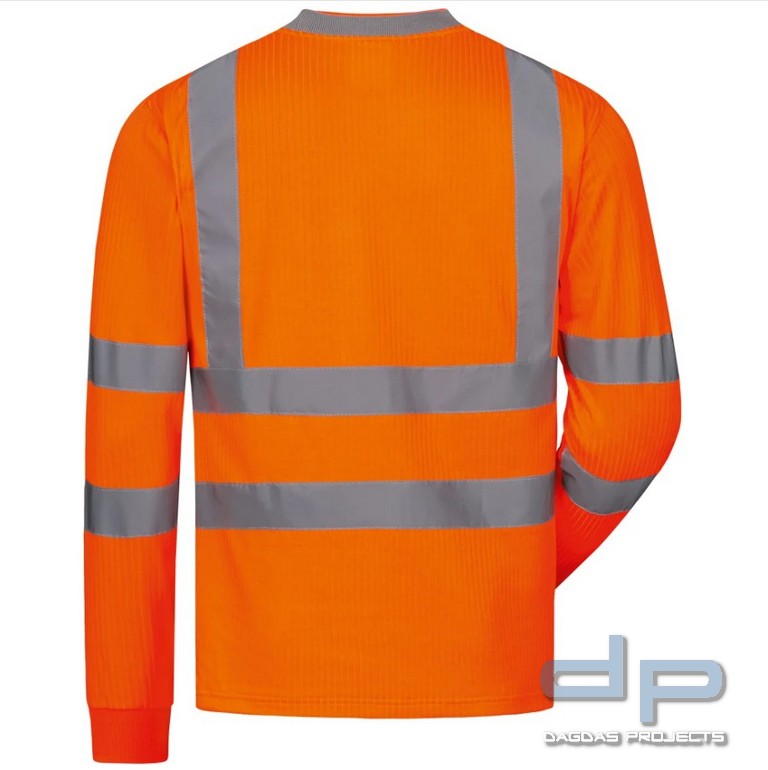 UV-WARNSCHUTZ LANGARM T-SHIRT in fluoreszierend orange mit Wunschaufdruck auf dem Rücken