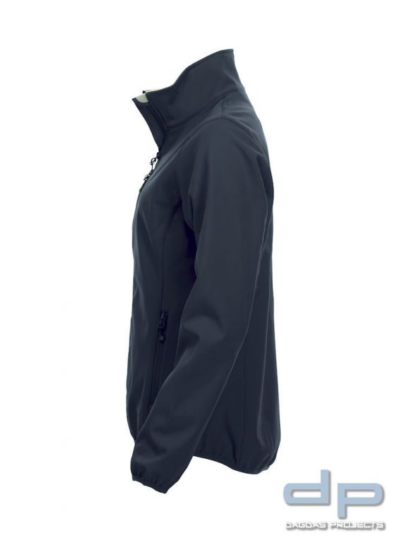 Basic Softshell Jacket Ladies mit reflektierend silbernem Wunschaufdruck Farbe: Navy Größe: XL