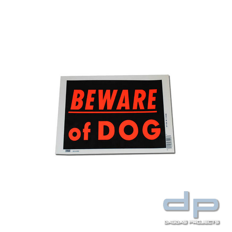 Plastik Platte klein Beware of Dog