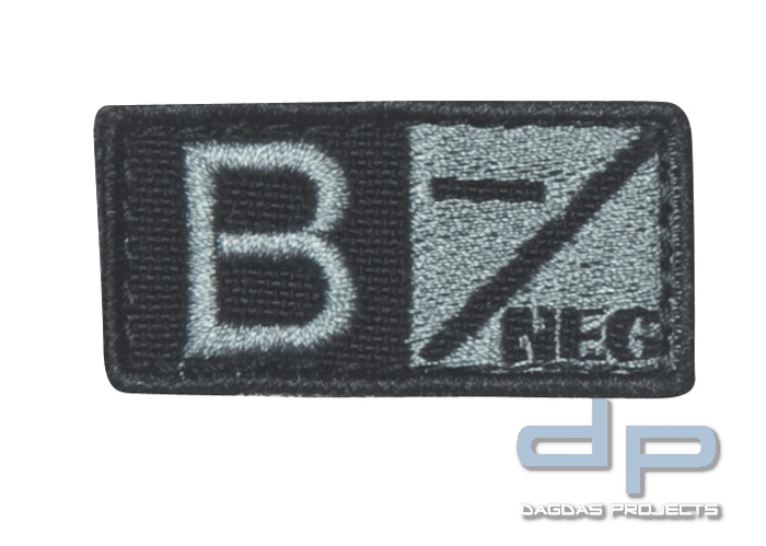 Blutgruppenpatch Grau/Schwarz B neg - 229B-007