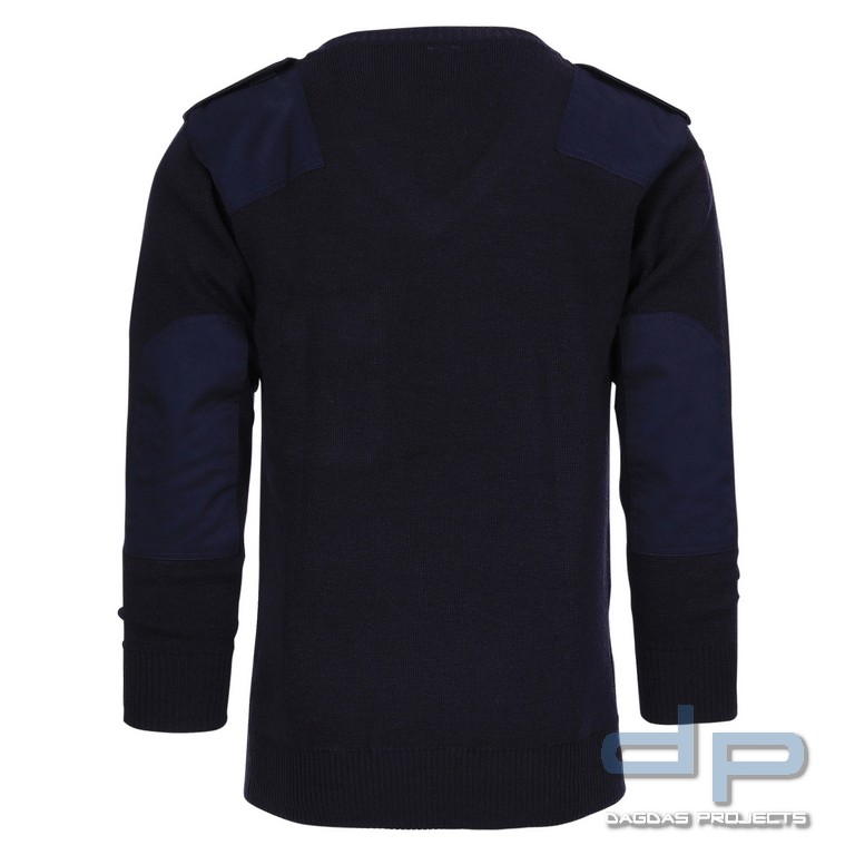 Pullover V-hals 50% Wolle in blau, Größe: XL
