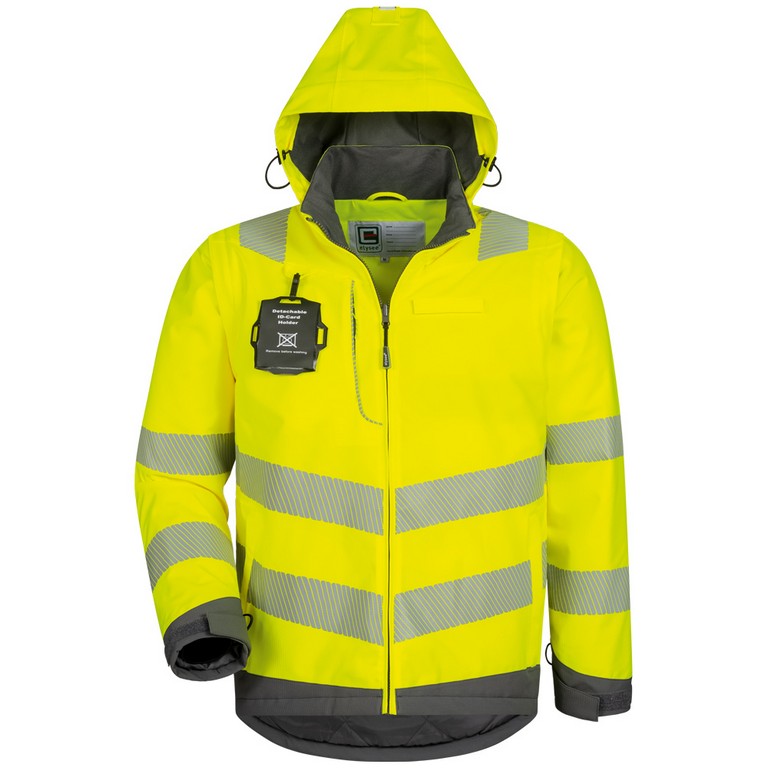Behörden WARNSCHUTZ 2-in-1 JACKE in Gelb/Grau mit Aufdruck nach Wunsch auf dem Rücken
