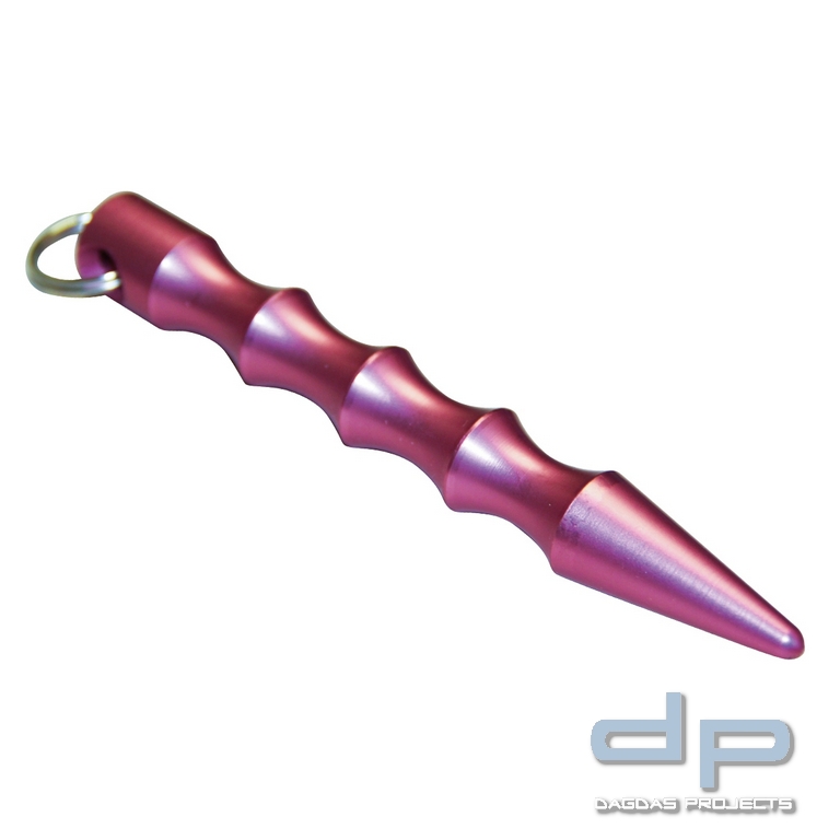 Kubotan Key Chain, Aluminium (Griff gewellt), pink