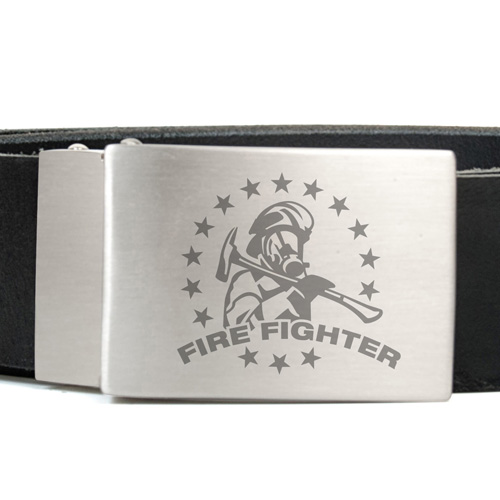 Ledergürtel mit Metallschnalle und Lasergravur Fire Fighter