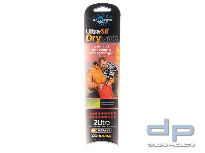 Sea to Summit Ultra-Sil Drysack 2L, orange, Volumen 2 Liter, Ultra-Sil 30D, Hypalon Rollverschluss