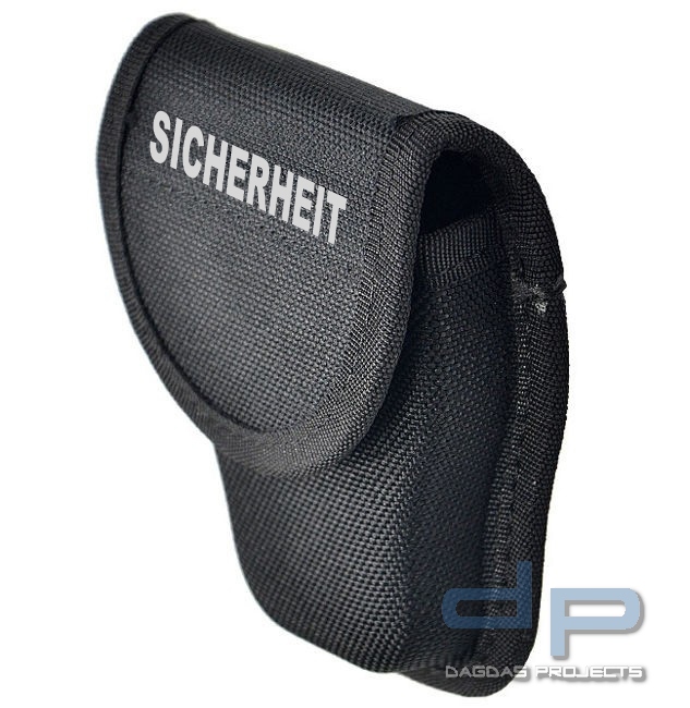 Behörden Handschellentasche schwarz mit Wunschaufdruck in reflex silber