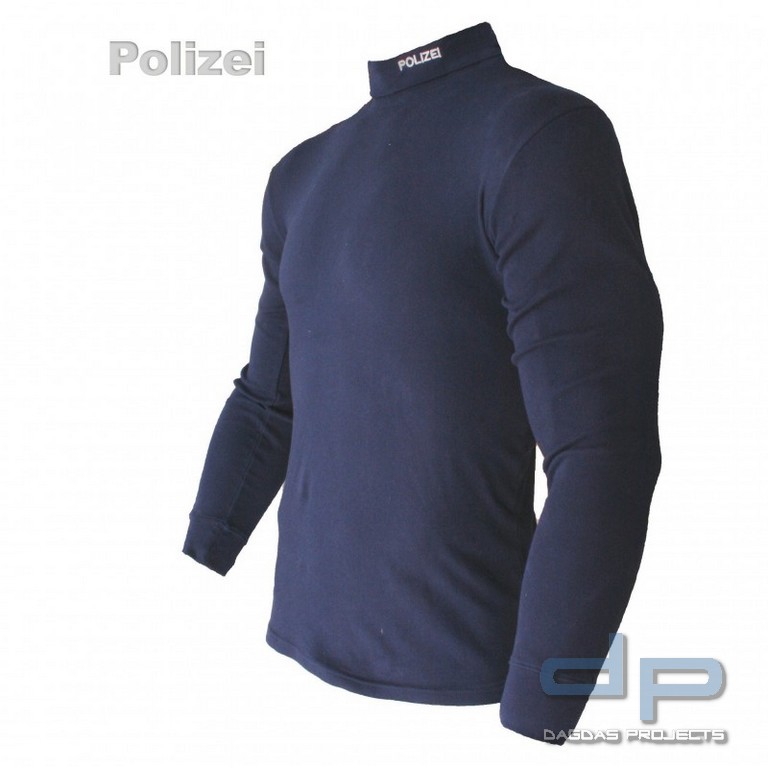 Rollkragenpullover, bestickt "POLIZEI", Stick in silber