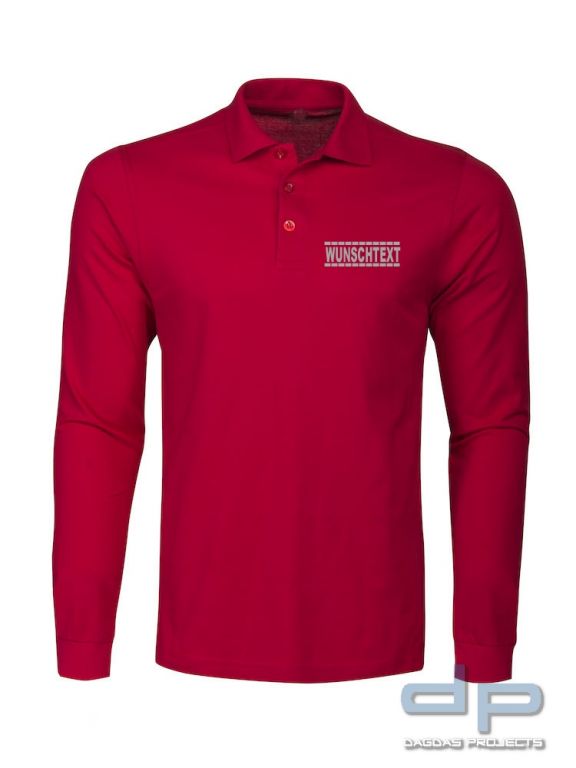 Premium Long Sleeve Polo mit Wunschaufdruck gestrichelte Linien in verschiedenen Farben