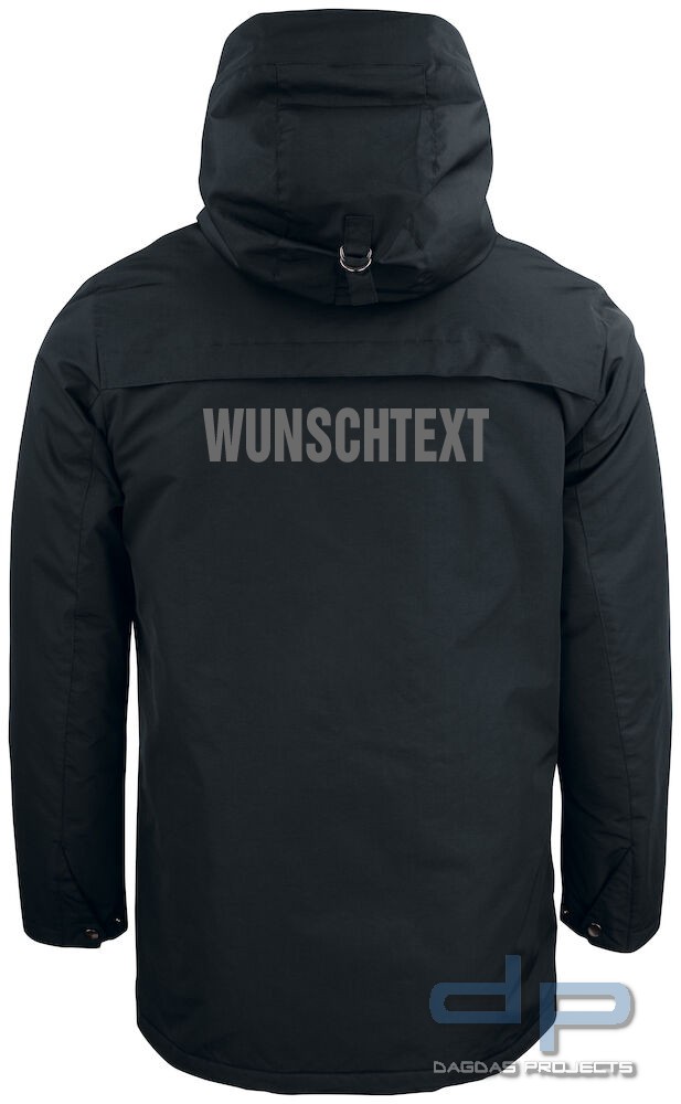 Unisex Behördenparka "Creston" in Schwarz mit Aufdruck nach Wunsch