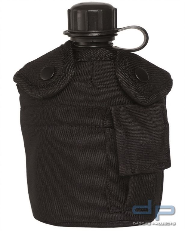 US Feldflasche Kunststoff mit Becher und Hülle schwarz VPE 5