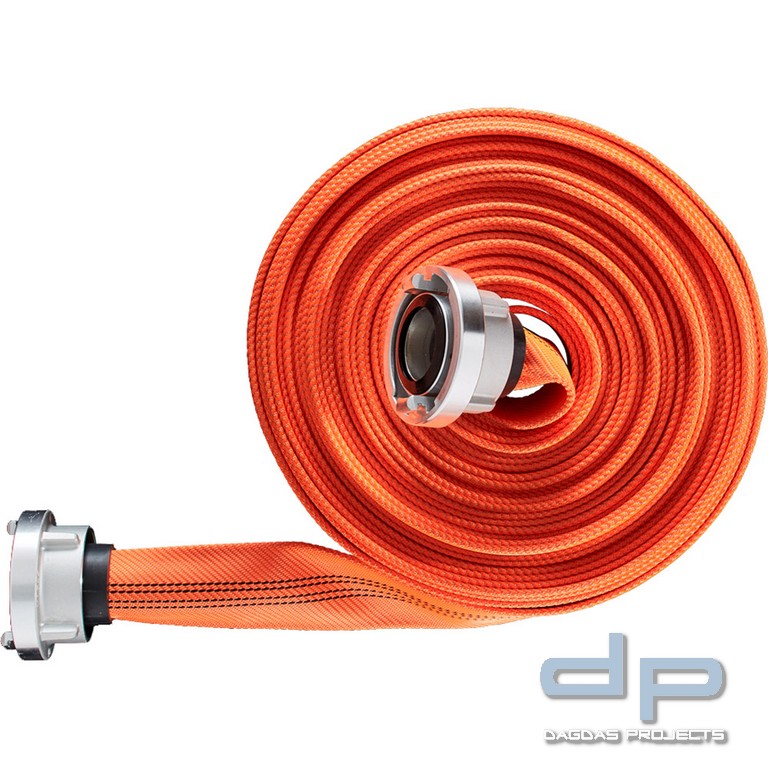 Druckschlauch TITAN COMBAT Neonorange, C42, 30 m, DIN 14811, STORZ-Kupplungen und Schutzmanschette