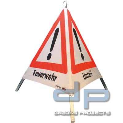 Faltsignal 90 cm retrorefl. mit Aufdruck "FEUERWEHR/UNFALL/ÖLUNFALL"