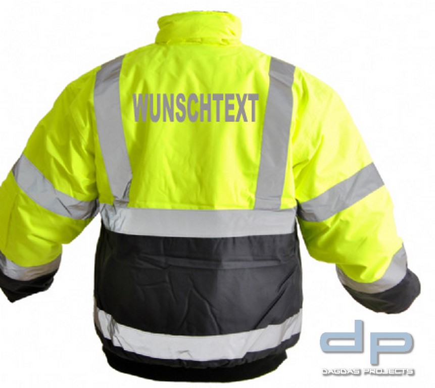 High Visibility Two-Tone Behörden Jacke in orange oder gelb mit Wunschaufdruck in reflex silber