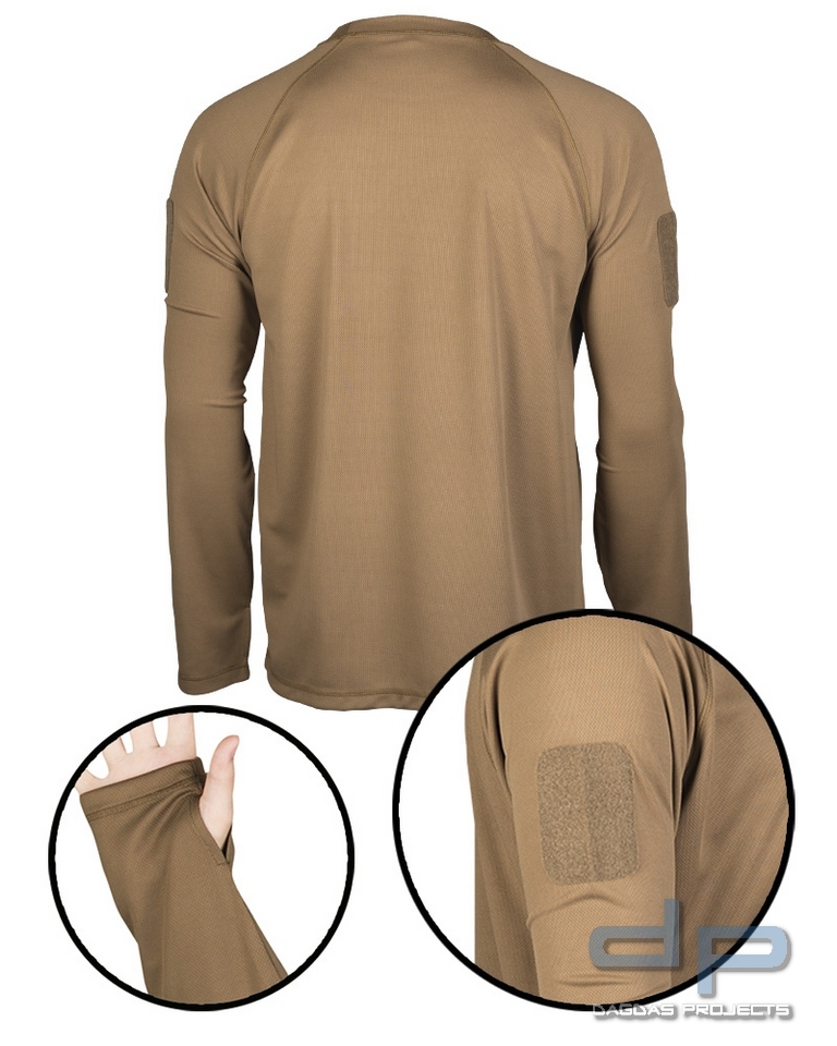 TACTICAL QUICK DRY LANGARMSHIRT DARK COYOTE 3 Stück