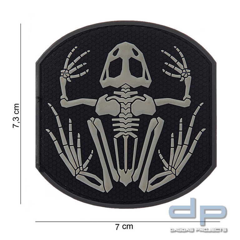 Emblem 3D PVC Frog Skeleton Schwarz/Weiß
