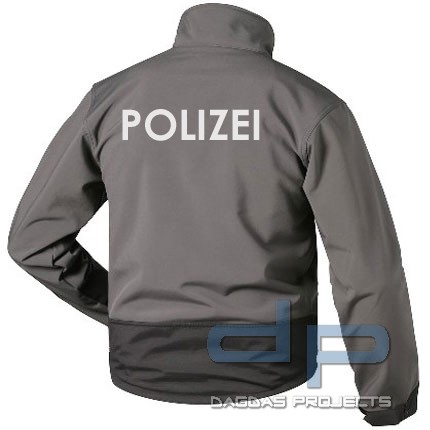 Behörden Softshell Jacke grau/schwarz mit Wunschtext