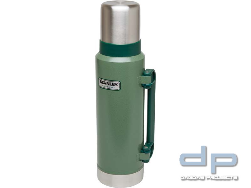 Stanley Classic Vakuum-Flasche, 1.3 Liter, 18/8 Edelstahl, Hammertone grün, Edelstahl-Trinkbecher,