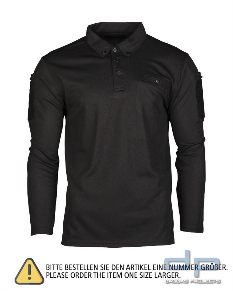 TACTICAL QUICK DRY POLOSHIRT 1/1 ARM SCHWARZ VPE3