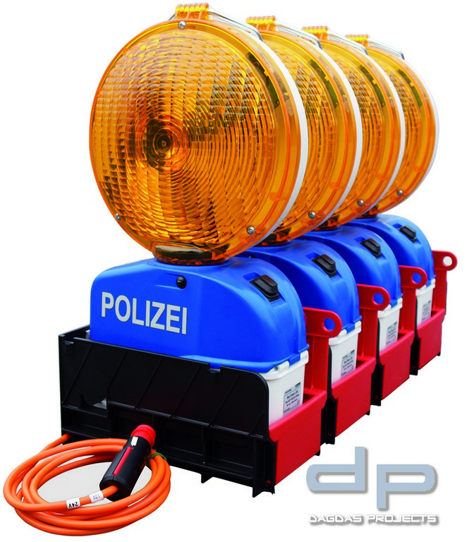 Star-Flash LED Typ 627 Führungslichtanlage "POLIZEI" zweiseitig gelb für Batteriebetrieb,