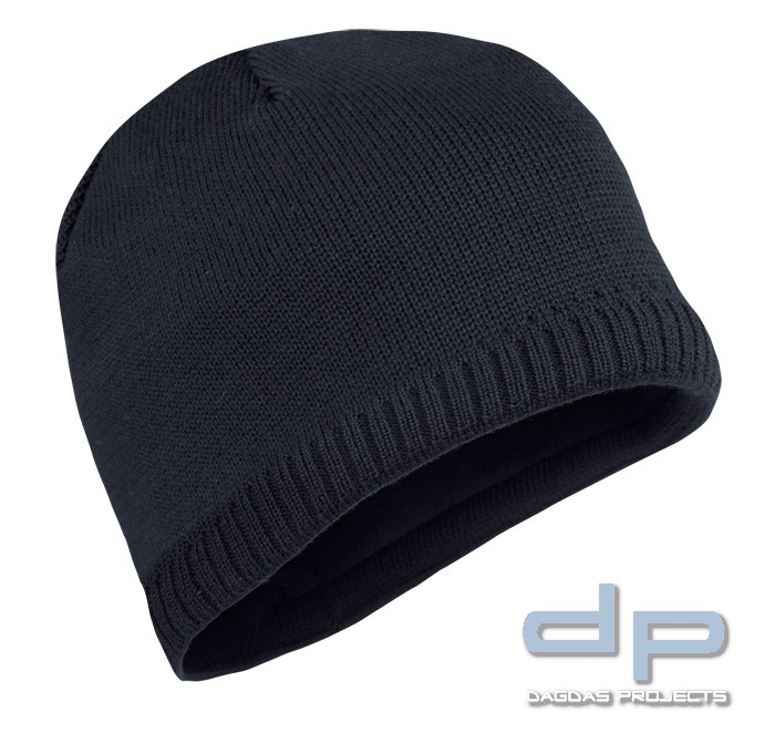 Commando Rollmütze Merino mit Fleecefutter Schwarz