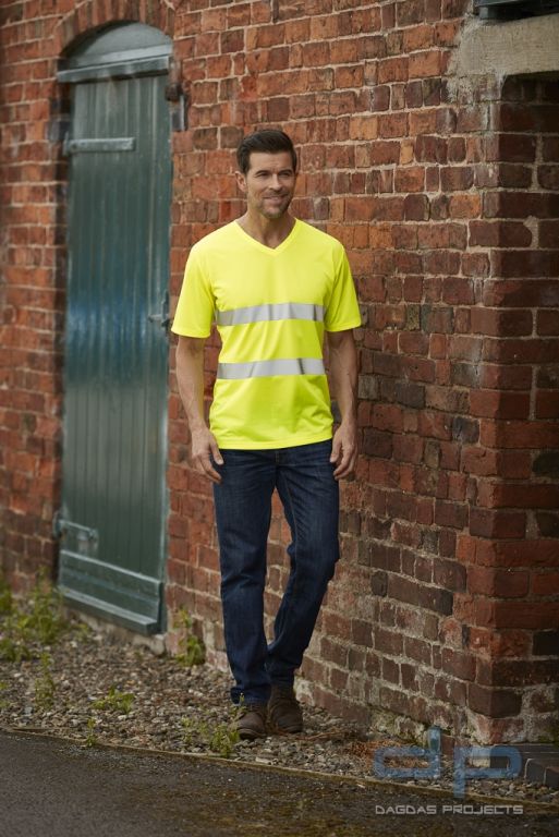 Hi Vis Top Cool Super Light V-Neck T-Shirt orange oder gelb