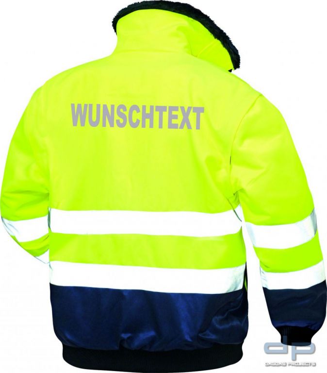 NORWAY-Warnschutz Pilotjacken Wunschbeschriftung möglich in Gelb/Marine abgesetzt