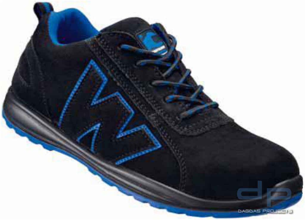 Halbschuhe EN ISO 20345 S3 SRC in der Farbe Schwarz, Blau abgesetzt Veloursleder