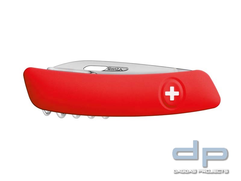 SWIZA Schweizer Messer D03, rote Anti-Rutsch-Griffschalen, 11 Funktionen, Blister