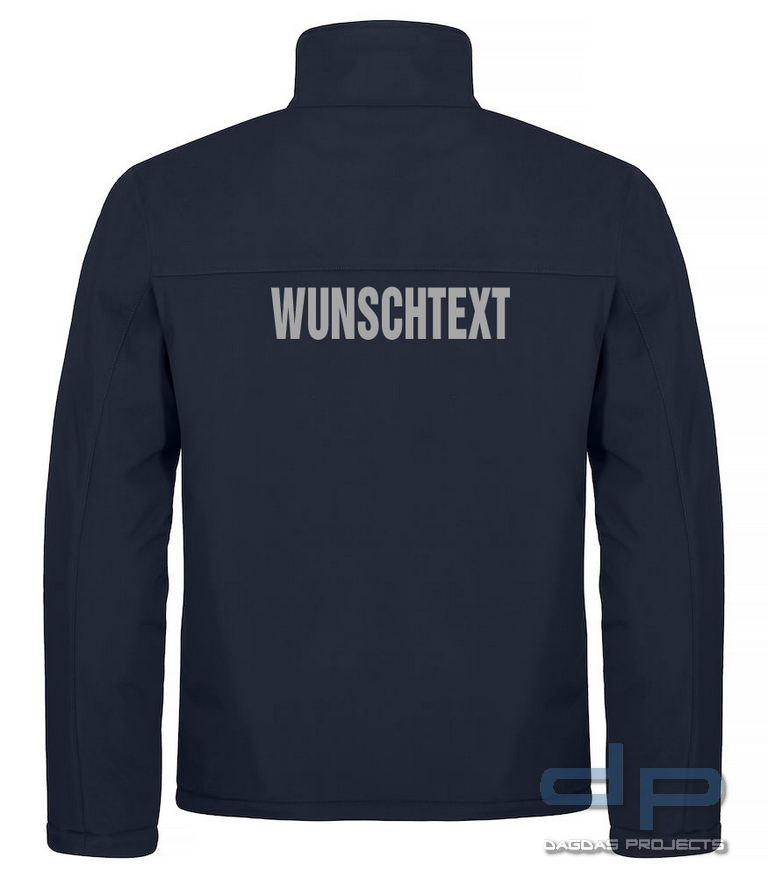 Behörden Padded Softshell Jacke mit Aufdruck nach Wunsch in reflex silber, Dunkelblau, Gr.: M und XL