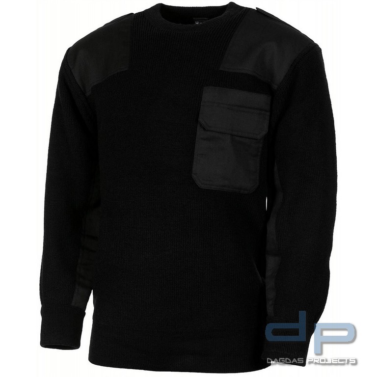 BW Pullover, mit Brusttasche, schwarz
