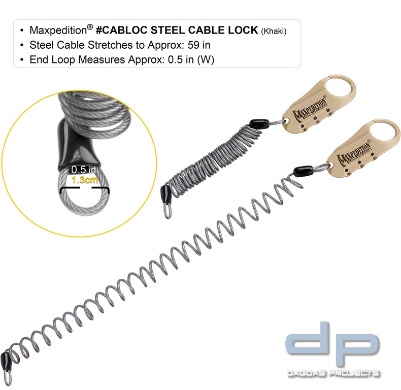 Maxpedition Steel Cable Lock in schwarz