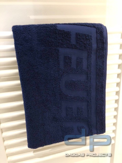 Premium Duschtuch und Handtuch mit FEUERWEHR Einwebung marineblau 140x67cm 100% Baumwolle, sehr flau