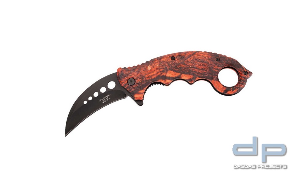 Karambit-Einhandmesser  im rotem Camouflage Design