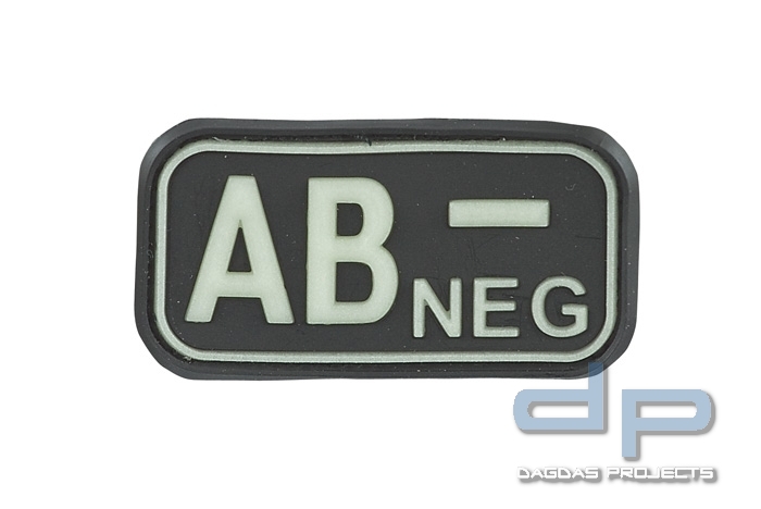 3D Blutgruppenpatch Schwarz/Glow AB neg -