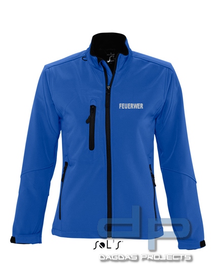 Ladies Softshell Jacket Behörde in verschiedenen Farben mit Wunschaufdruck in reflex silber