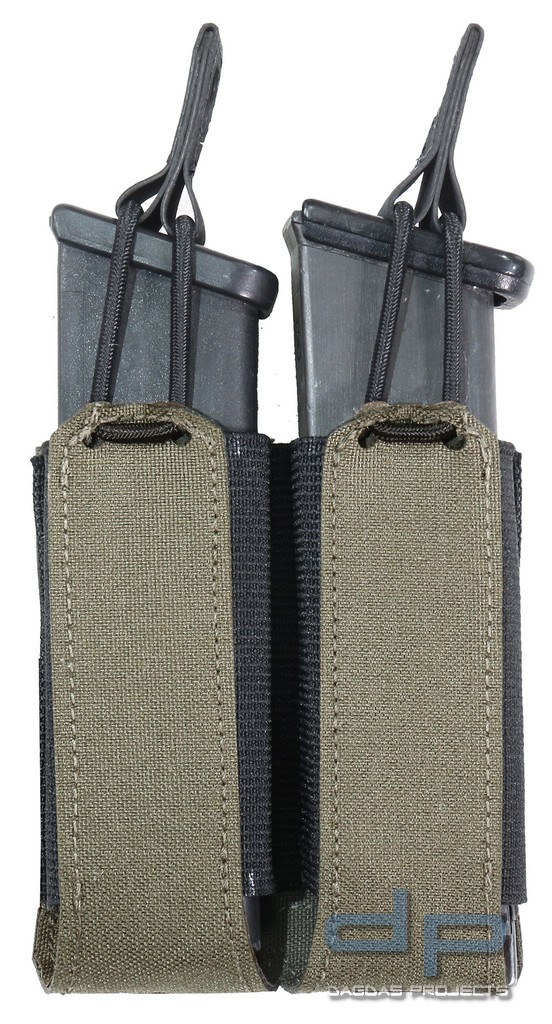 WAS Laser Cut Double Bungee Pistol Mag Pouch Ranger Green