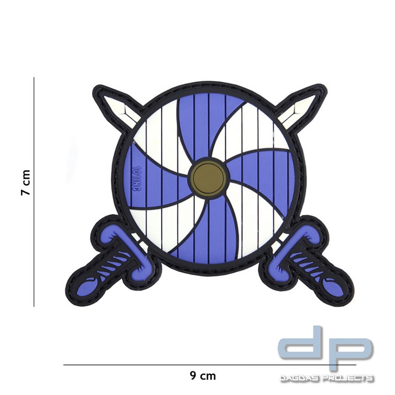 Emblem 3D PVC Viking Schild + 2 Schwerte blau