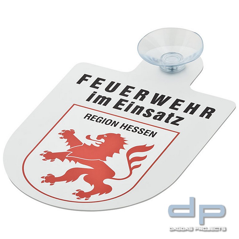 Alu Saugnapf Wappen Schild Feuerwehr im Einsatz mit Wappen Hessen